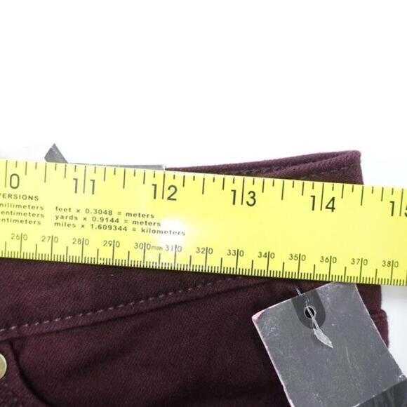 Mossimo Jeans Womens 2 Burgundy Denim Stretch Visible Button Fly Mid-Rise Skinny - Picture 5 of 8